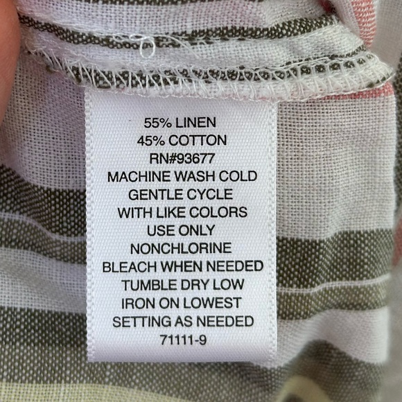 Liz Claiborne Linen Capris Pants Cotton Burnt Olive Stripe XL NWT - Picture 9 of 10